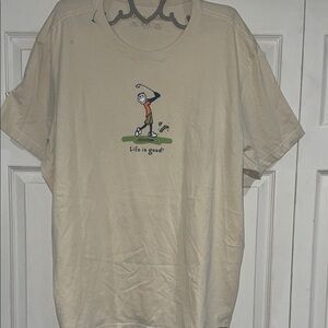 Life is Good Men's Cream Graphic Golf T-Shirt